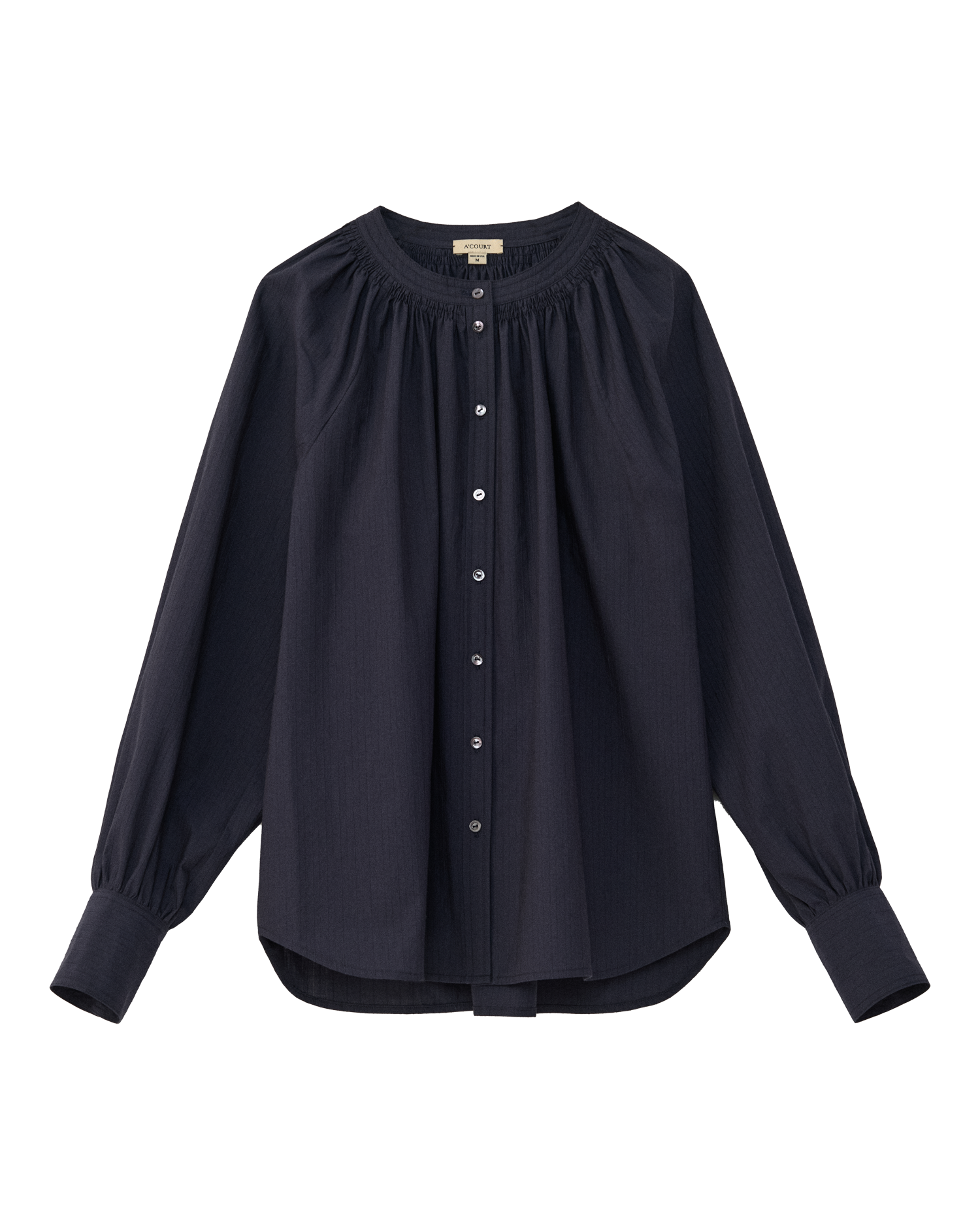 Navt blouse with long sleeves on a white background